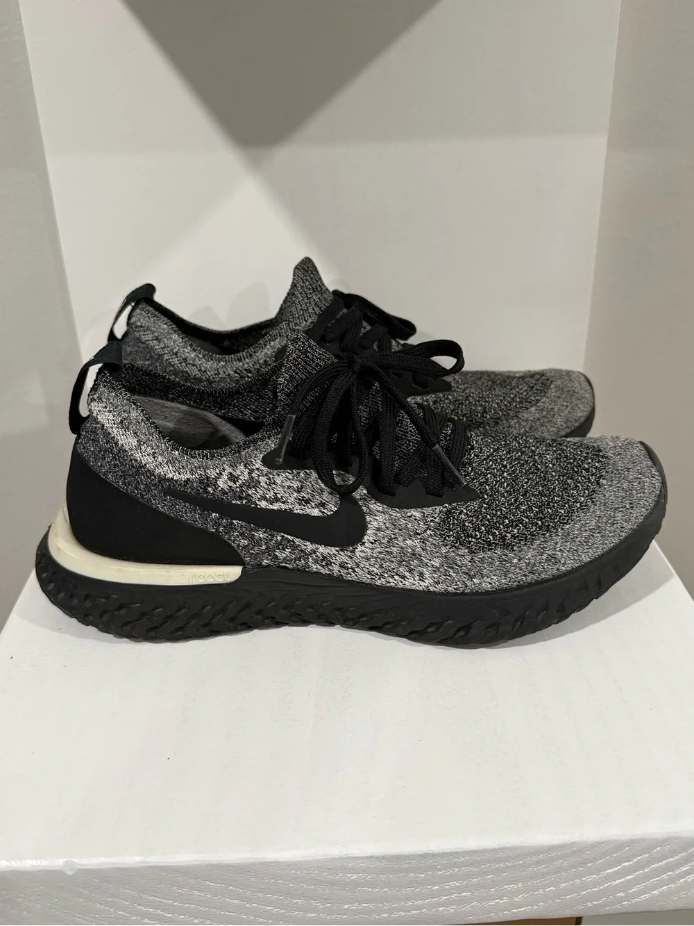 Nike Women’s Knit Lace-Up Sneakers - Black and Gray